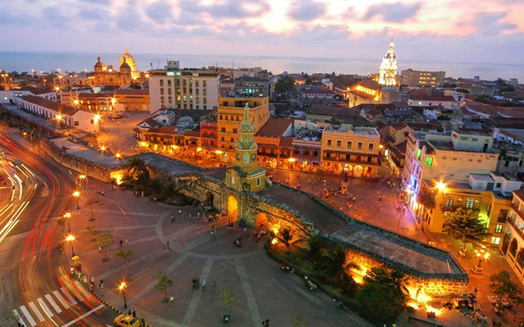 Walled City Cartagena at night